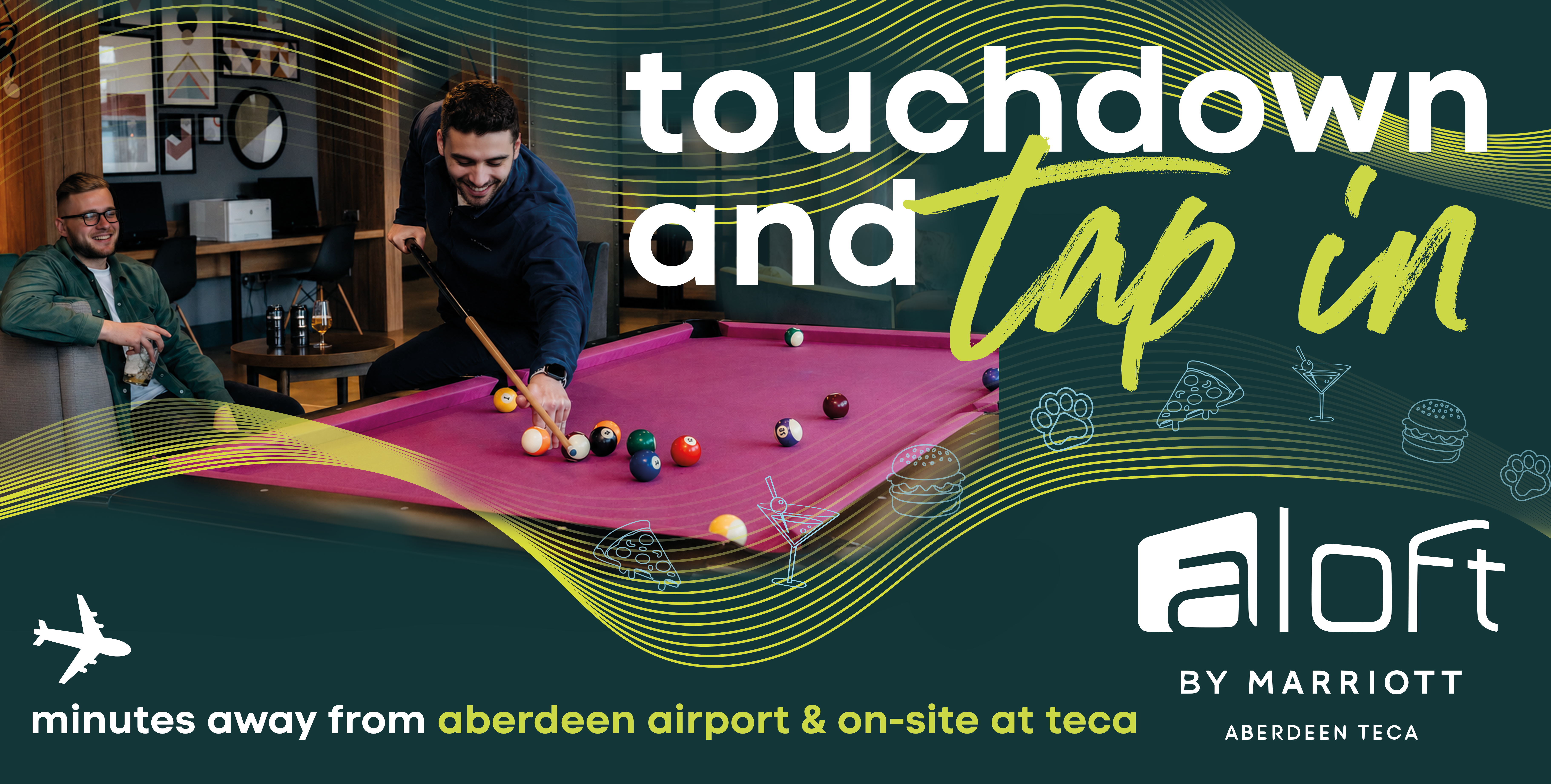 Large format banner design for Hotel Aloft by Marriott Aberdeen, created in collaboration with Farsight