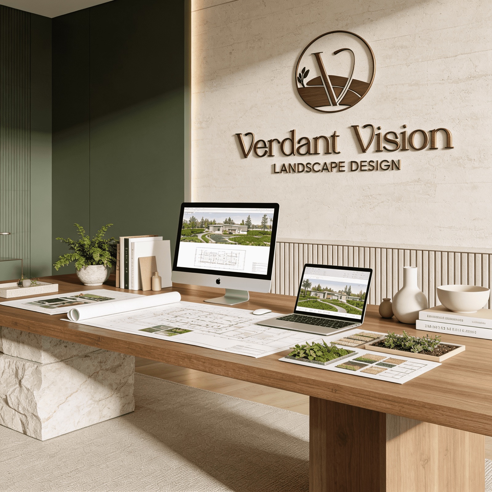 Verdant Vision logo and branding mockup