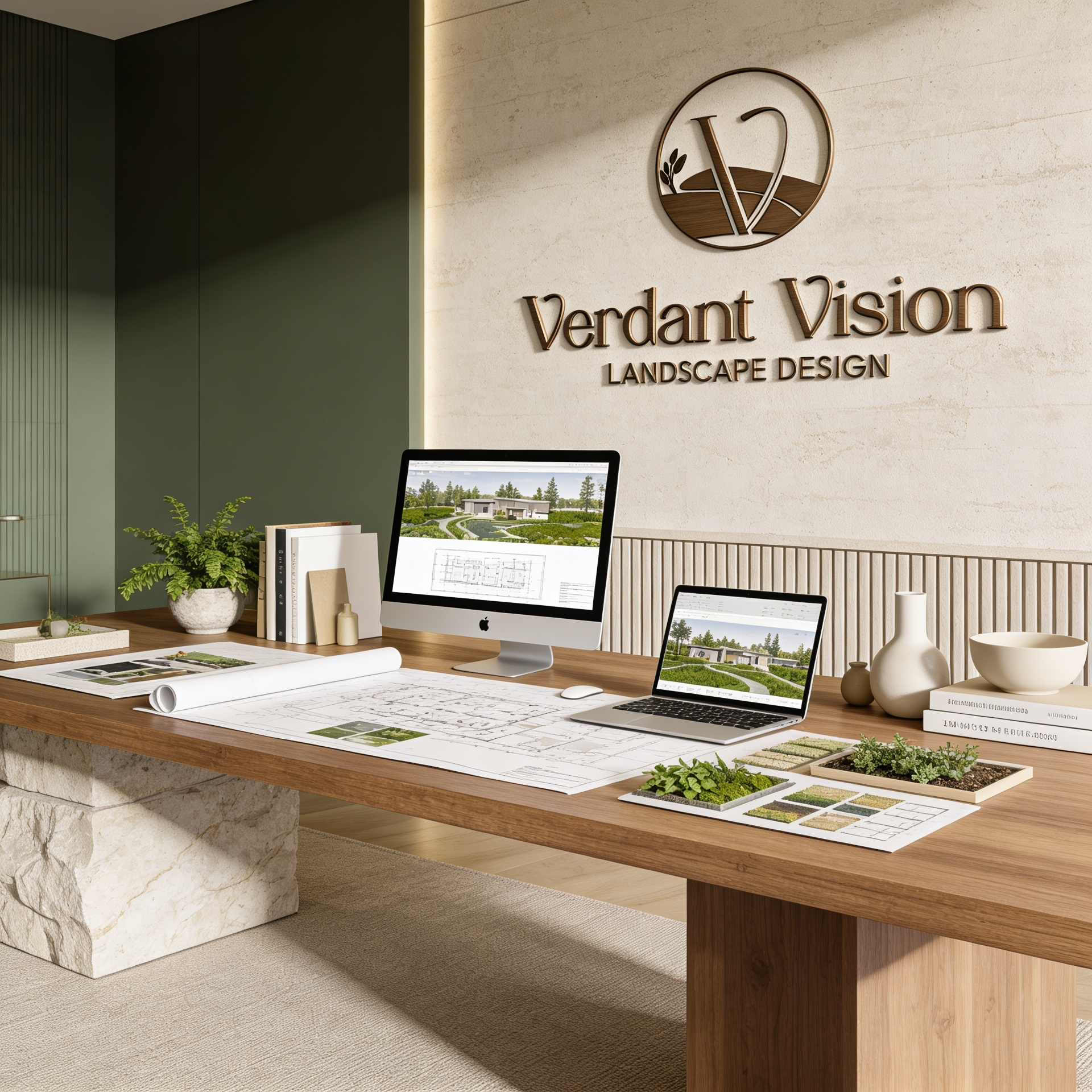 Verdant Vision logo and branding mockup